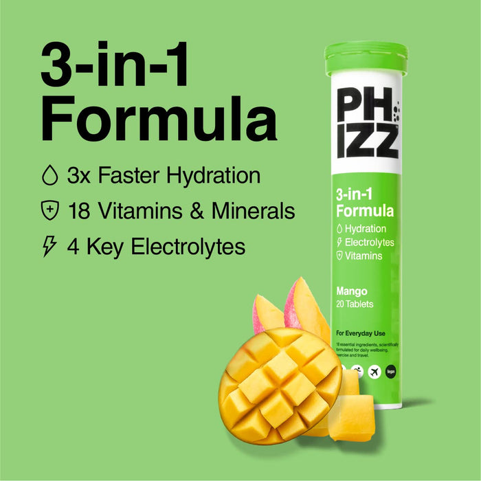 Phizz 3in1 Hydration Electrolytes Vitamins - Mango - 20 Tabs