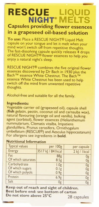 Bach Rescue Night Liquid Melts 28 Capsules 1.8g Bach