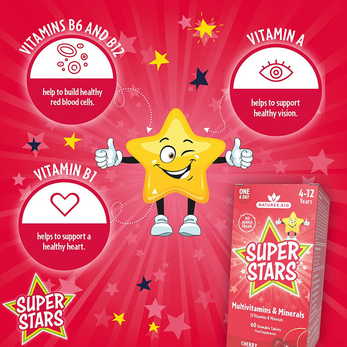 Natures Aid Super Stars Mvit &amp; Minéraux Comprimés à croquer