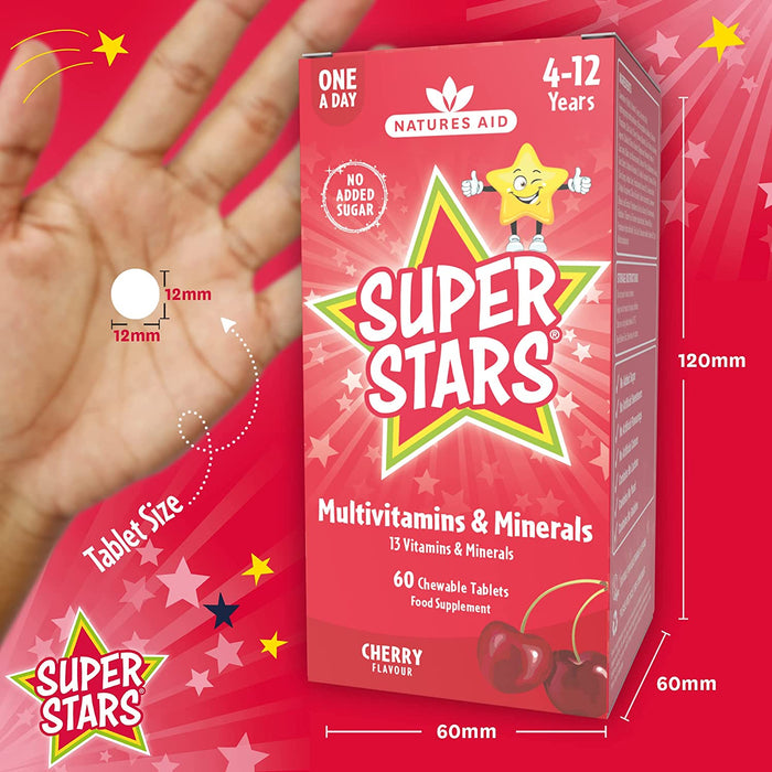 Natures Aid Super Stars Mvit &amp; Minéraux Comprimés à croquer