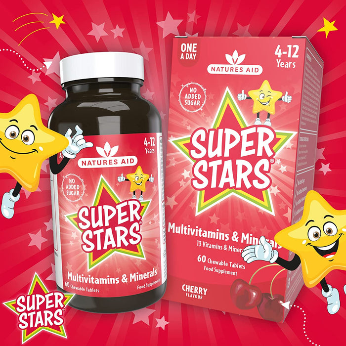 Natures Aid Super Stars Mvit &amp; Minéraux Comprimés à croquer