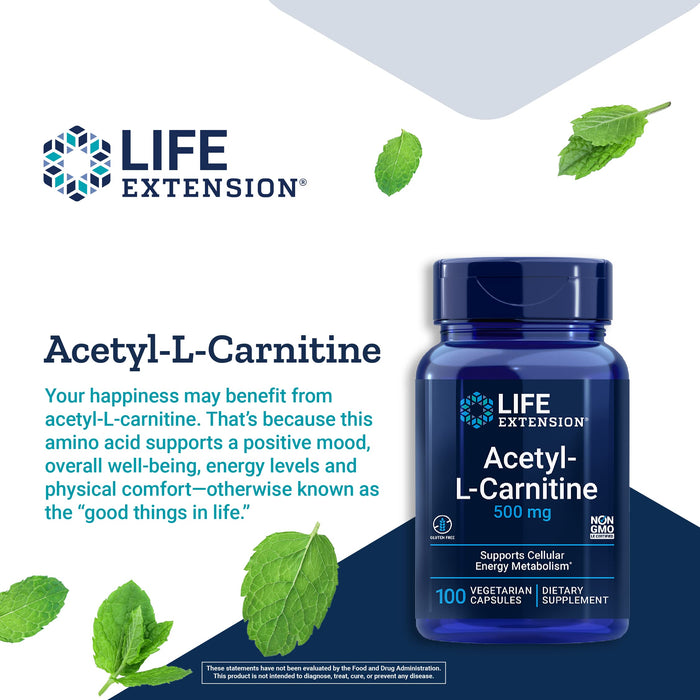 Life Extension Acetyl-L-Carnitine, 500mg - 100 vcaps