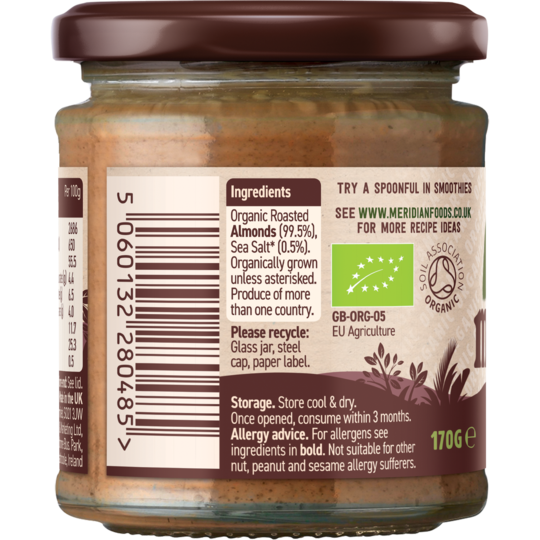 Meridian Organic Almond Butter with a Pinch of Salt 170g