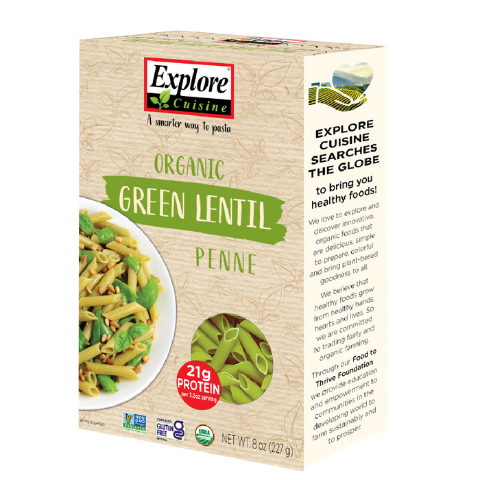 Explore Cuisine Organic Green Lentil Penne 250g