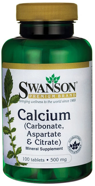 Swanson Calcium (Carbonate, Aspartate & Citrate), 500mg - 100 tabs