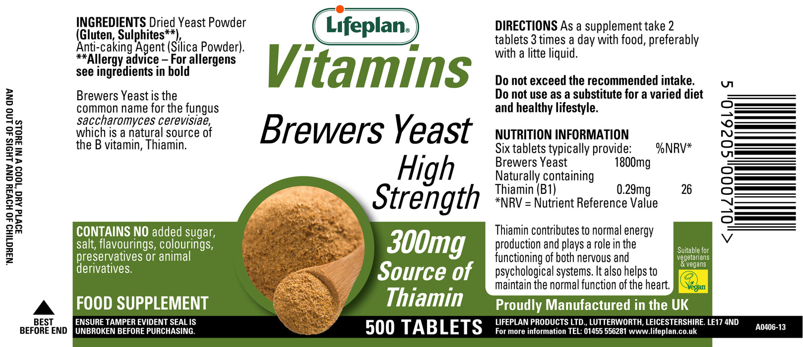 Lifeplan Brewers Yeast 500 Tablets